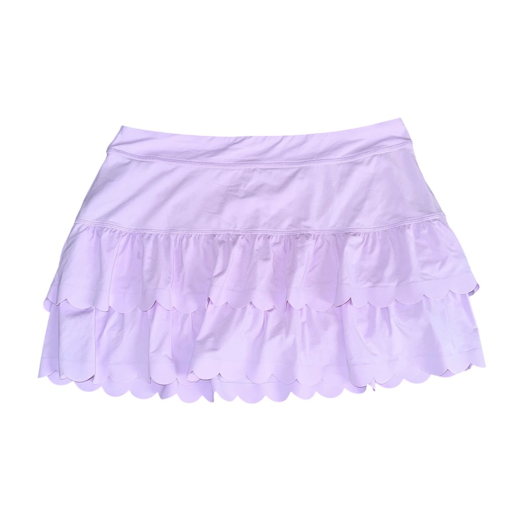 Lilly Pulitzer Luxletic Skort Women Large Lavender Good Scalloped Ruffle Tiered